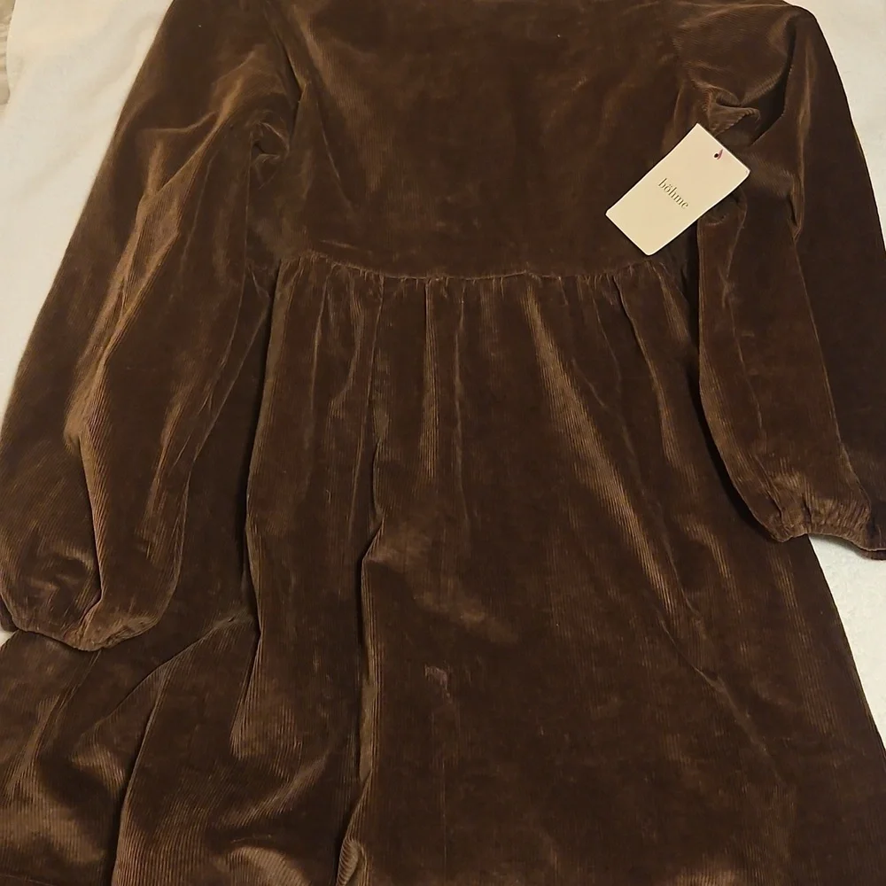 Aeron & Amber Brown Velvet Mini Dress Bow Tie Front Cottagecore Boho S
